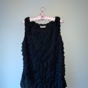 Black Calvin Klein Sleeveless Ruffled Blouse